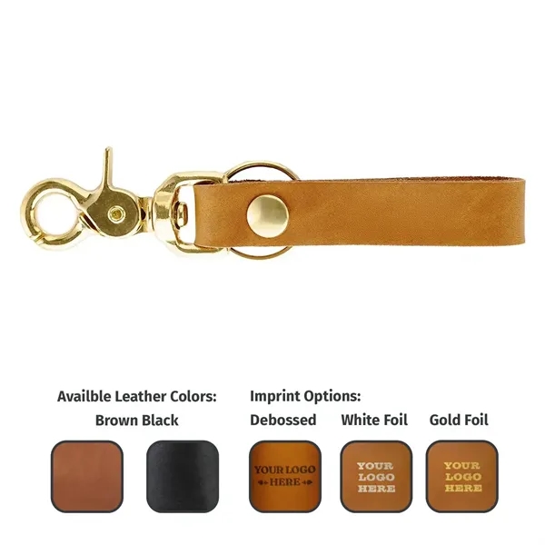 Belt Loop SLIM Leather Keychain Scissor Clip + Brass Ring... from ASI 75126 Oowee Products / OOWEE PRODUCTS