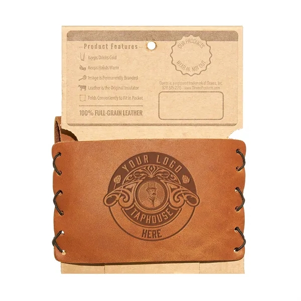 100% Genuine Leather "Wide Mouth" Mason Jar Sleeve with handle fits... from ASI 75126 Oowee Products