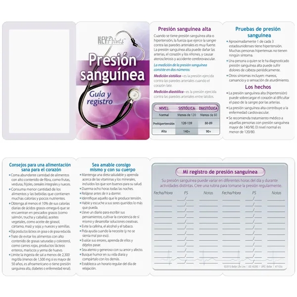Key Points - Blood Pressure Guide and Record Keeper (Spanish)... from ASI 54100 Fields Manufacturing Inc / Better Life Line