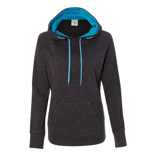 J. America Women's Cosmic Poly Fleece Contrast Hooded Pullover Sweatshirt, blank.... from ASI 84358 S&S Activewear