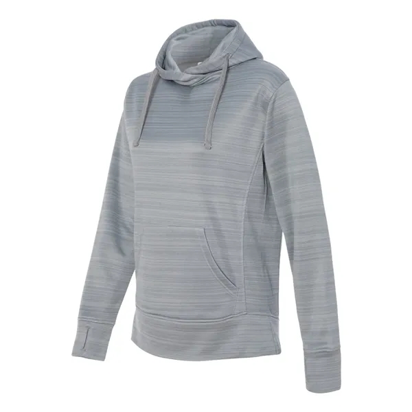 Women's striped polyester fleece lapover hooded sweatshirt with an extended back... from ASI 84358 S&S Activewear