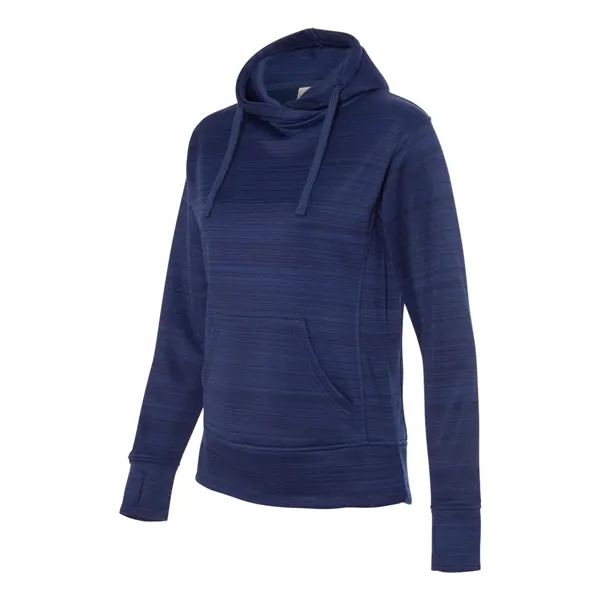 Women's striped polyester fleece lapover hooded sweatshirt with an extended back... from ASI 84358 S&S Activewear