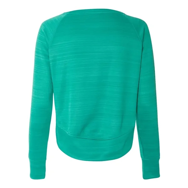 Women's striped polyester fleece crewneck sweatshirt with a high front hem... from ASI 84358 S&S Activewear