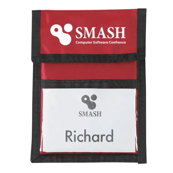 Neck wallet badge holder with clear plastic badge window, 420 denier... from ASI 61125 Hit Promotional Products / Hit®