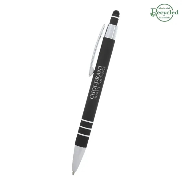5 1/2" plunger-action pen with rubberized aluminum body and stylus on... from ASI 61125 Hit Promotional Products / Hit®