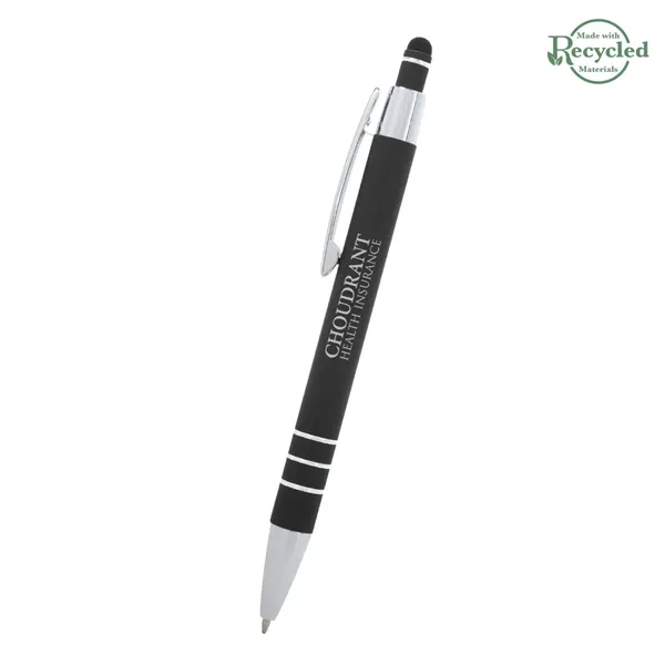 5 1/2" plunger-action pen with rubberized aluminum body and stylus on... from ASI 61125 Hit Promotional Products / Hit®