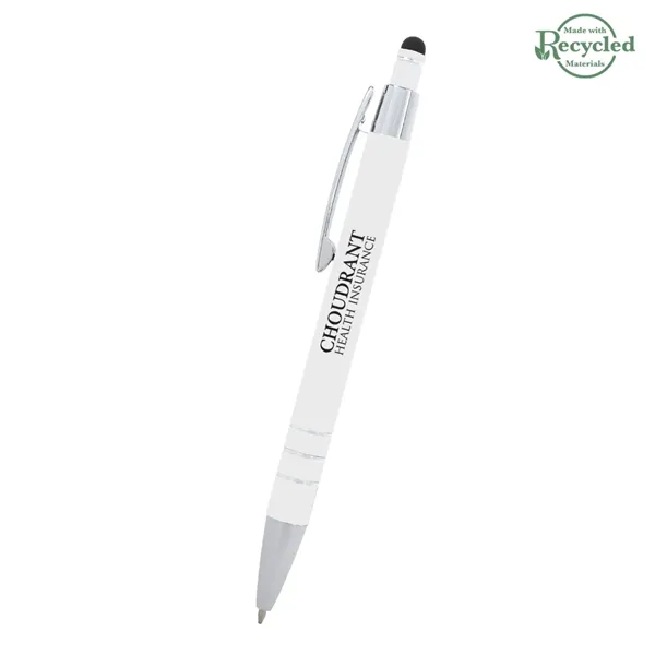 5 1/2" plunger-action pen with rubberized aluminum body and stylus on... from ASI 61125 Hit Promotional Products / Hit®