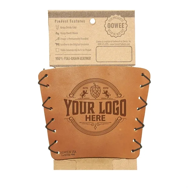 The Original Double Stitched Leather Pint Glass Holder Sleeve for 16-oz... from ASI 75126 Oowee Products / OOWEE PRODUCTS