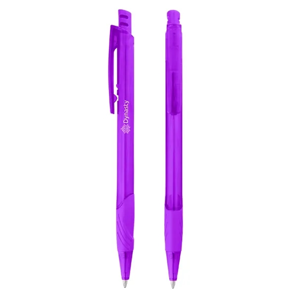 Plastic plunger-action pen with rubber grip section.... from ASI 61125 Hit Promotional Products / Hit®