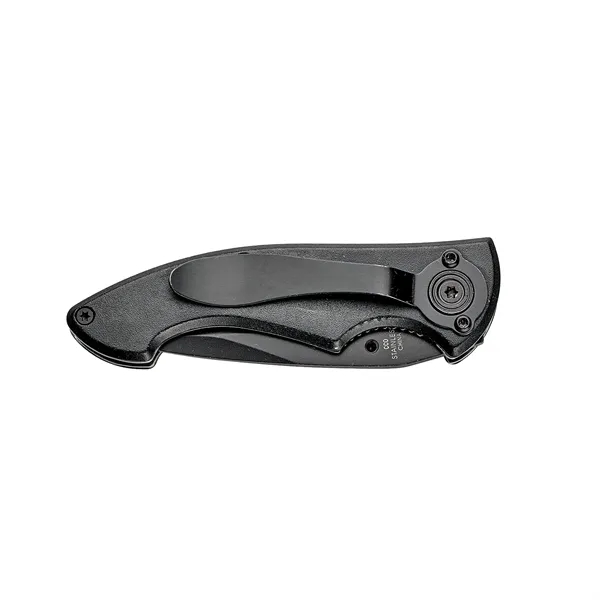 Pocket knife with a 2 1/2" black stainless steel blade and... from ASI 46170 Compass Industries Inc