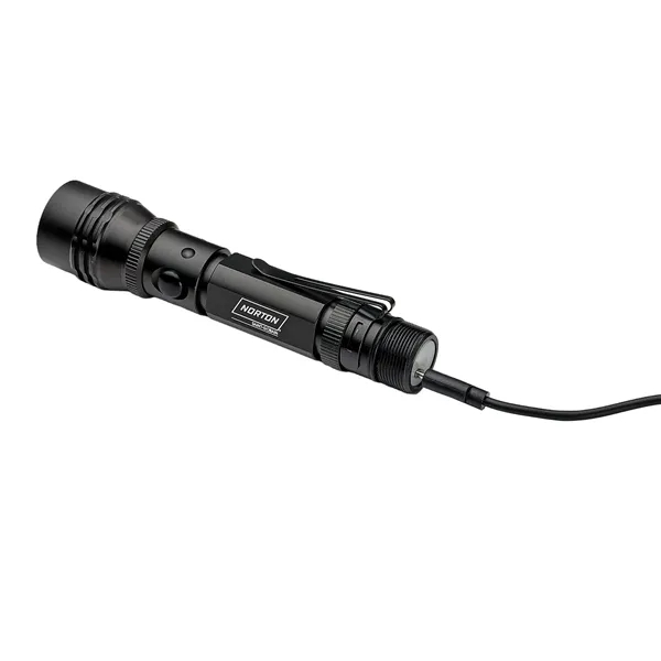 Compact rechargeable LED flashlight with pen clip, aerospace aluminum body and... from ASI 46170 Compass Industries Inc