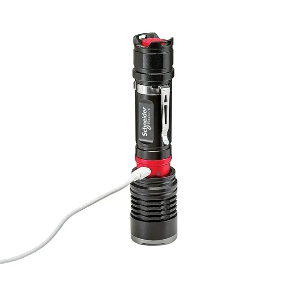 Rechargeable LED flashlight with pen clip, zoom function, five light modes... from ASI 46170 Compass Industries Inc