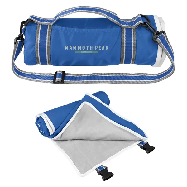 48" x 57" roll-up blanket with buckle closure and detachable/adjustable shoulder... from ASI 61125 Hit Promotional Products / Hit®