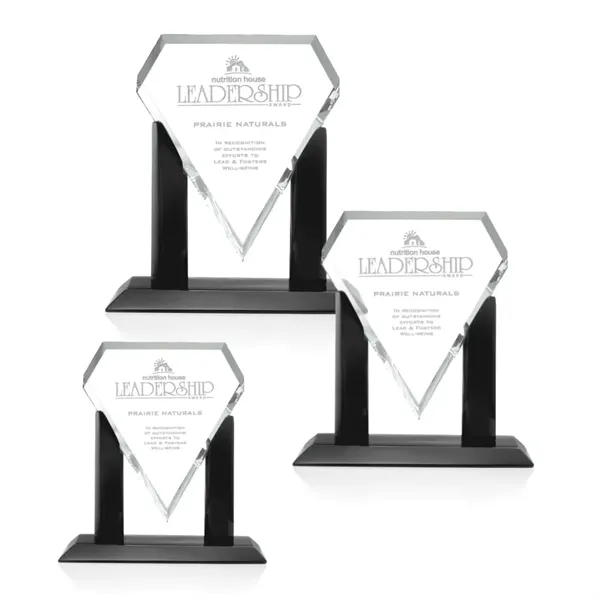 Starfire flat top diamond shape award with piano finished black base.... from ASI 84592 St Regis Group / St Regis