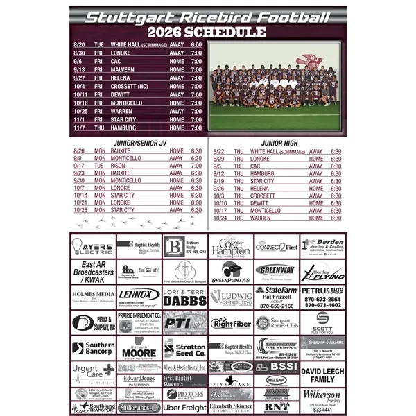 Sports Schedule Cards (12" x 18")... from ASI 50873 Drum-Line / Drum-line Inc