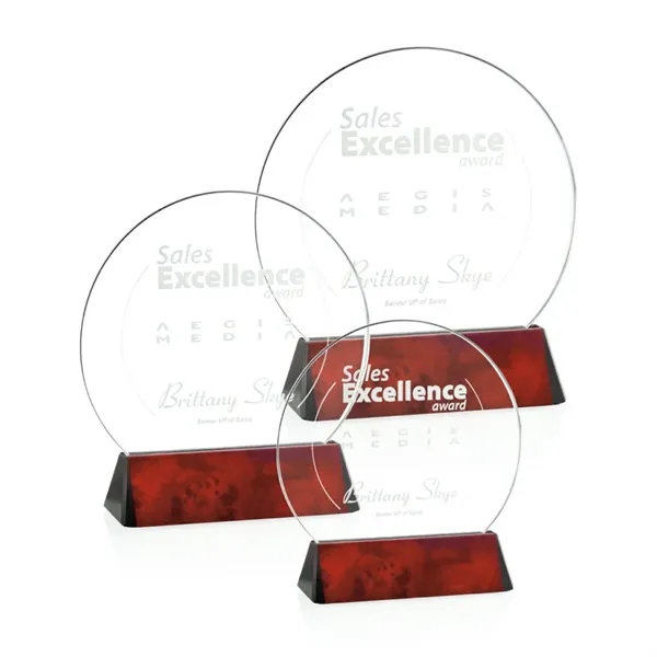 Starfire optical crystal circle award on rosewood finished aluminum base.... from ASI 84592 St Regis Group / St Regis