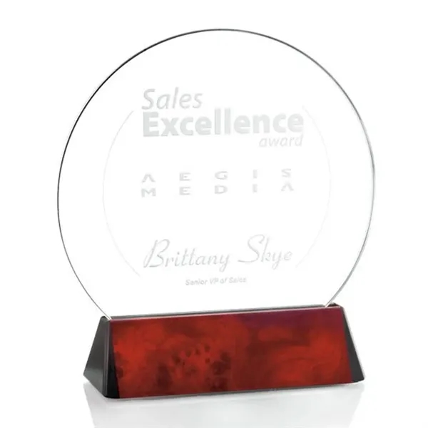 Starfire optical crystal circle award on rosewood finished aluminum base.... from ASI 84592 St Regis Group / St Regis