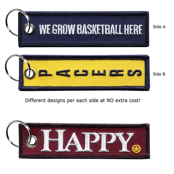 Embroidered key tag that measures 1" x 4" with twill background... from ASI 90160 Suntex Industries