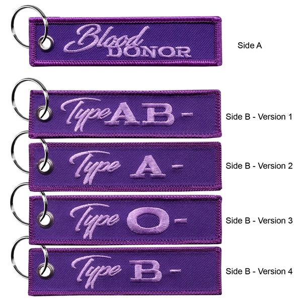 Embroidered key tag that measures 1" x 4" with twill background... from ASI 90160 Suntex Industries