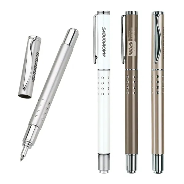 Rollerball pen with cap-off design, solid brass cap and barrel and... from ASI 67866 Logomark/Valumark