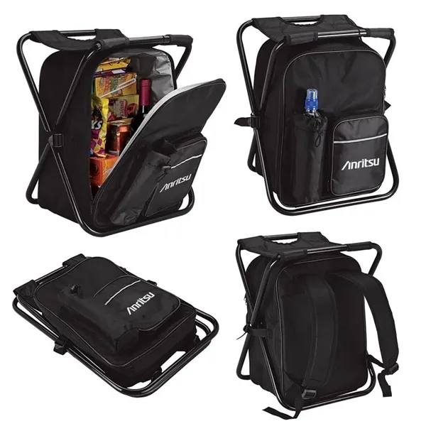 Cooler backpack with built-in chair; 24-can capacity and made from polyester... from ASI 67866 Logomark/Valumark