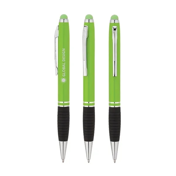 Twist-action ballpoint pen with a capacitive stylus tip, aluminum construction, silicone... from ASI 67866 Logomark/Valumark