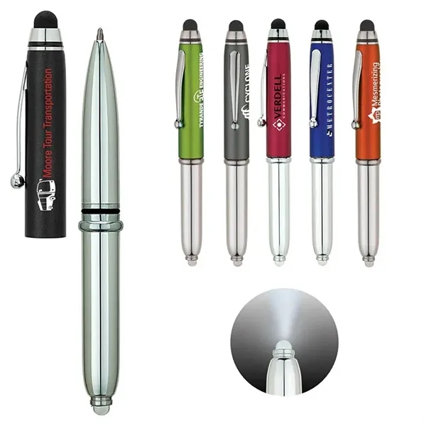 3-in-1 cap-off ballpoint pen with colored cap, chrome barrel and trims,... from ASI 67866 Logomark/Valumark