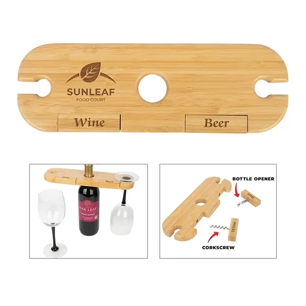 Temecula 3-Piece Bamboo Wine Caddy... from ASI 67866 Logomark/Valumark