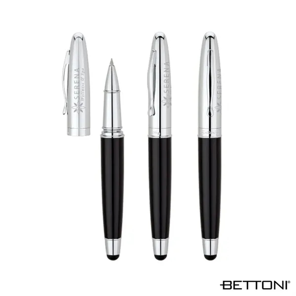 Brass rollerball pen with cap-off design, high gloss lacquered barrel, chrome... from ASI 67866 Logomark/Valumark