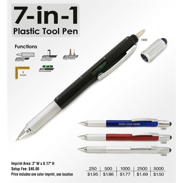 7-in-1 plastic tool pen with stylus... from ASI 98760 Yafa Line, Inc. / Yafaline