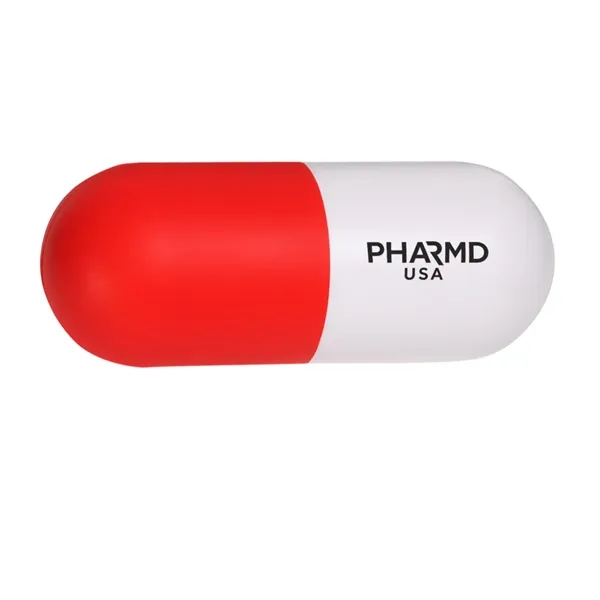 Pill capsule shaped stress reliever made of PU foam.... from ASI 63549 Jornik Manufacturing Corp