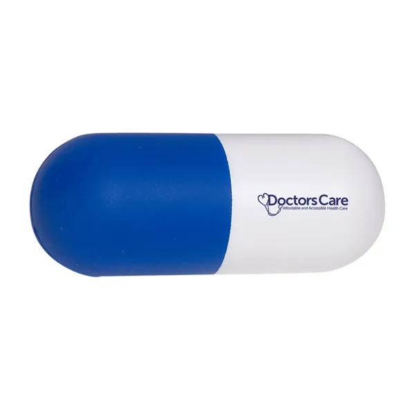 Pill capsule shaped stress reliever made of PU foam.... from ASI 63549 Jornik Manufacturing Corp
