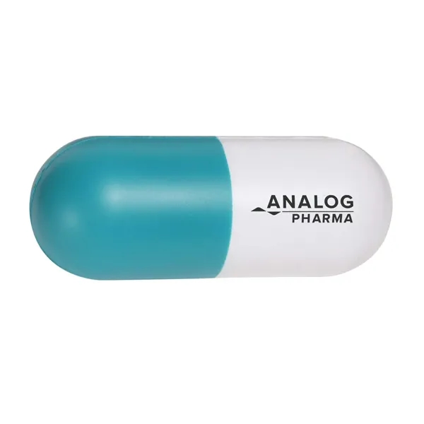 Pill capsule shaped stress reliever made of PU foam.... from ASI 63549 Jornik Manufacturing Corp