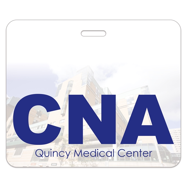 Horizontal, rectangular badge made of vinyl plastic with customization.... from ASI 56950 Gill Studios Inc / Gill-Line®