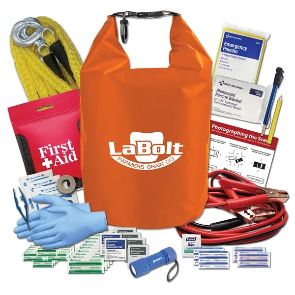 Dry bag auto kit with a clip handle, carabiner, jumper cables,... from ASI 84514 Safety Made