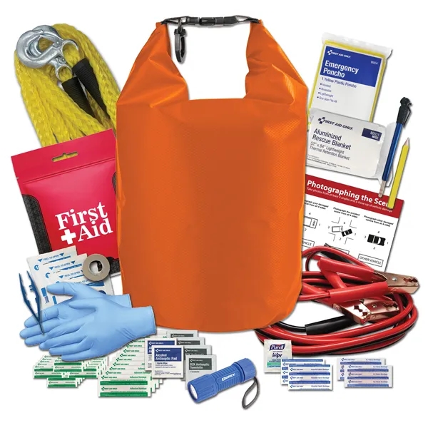 Dry bag auto kit with a clip handle, carabiner, jumper cables,... from ASI 84514 Safety Made