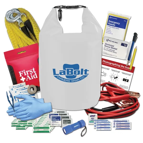 Dry bag auto kit with a clip handle, carabiner, jumper cables,... from ASI 84514 Safety Made
