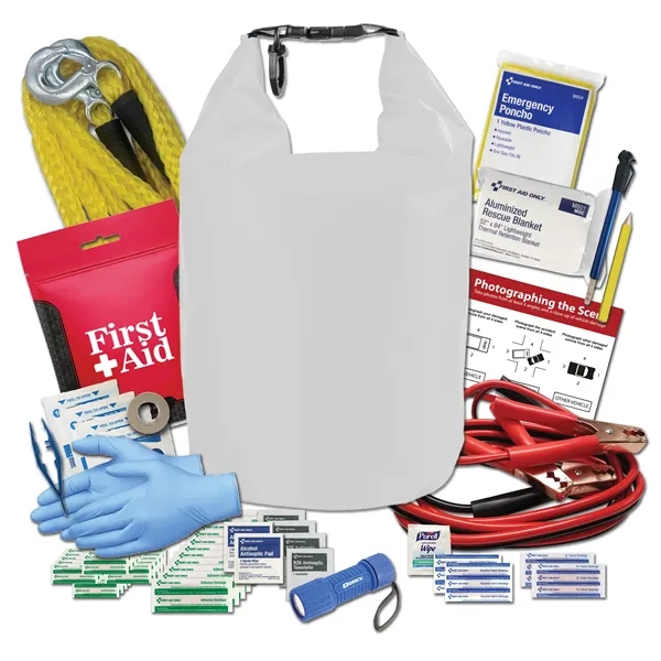 Dry bag auto kit with a clip handle, carabiner, jumper cables,... from ASI 84514 Safety Made