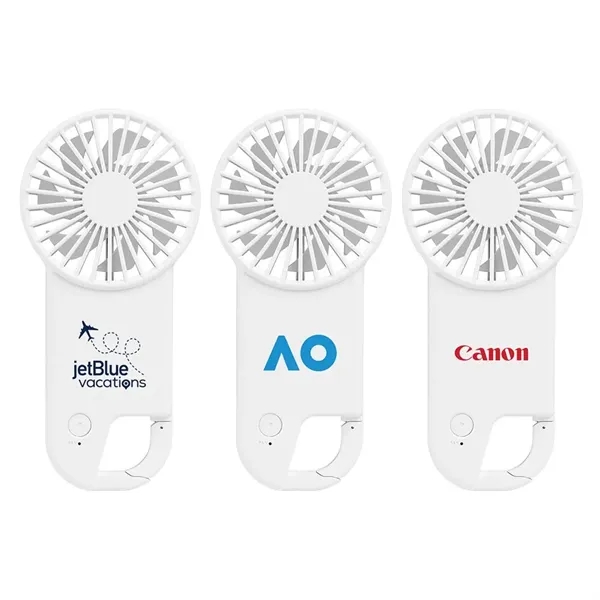 Battery powered handheld fan with carabiner clip attachment.... from ASI 88060 Snugz/USA Inc