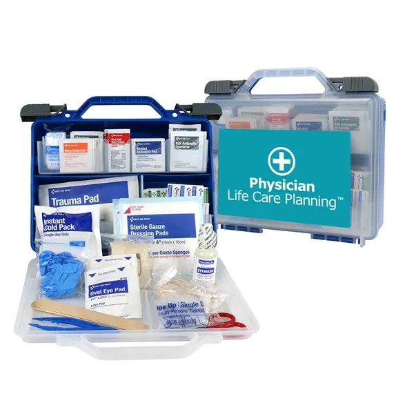 A 322-piece First Aid kit in a compact blue plastic case,... from ASI 84514 Safety Made