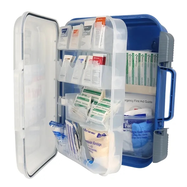 First Aid kit in a durable, wall-mountable blue plastic case.The kit... from ASI 84514 Safety Made