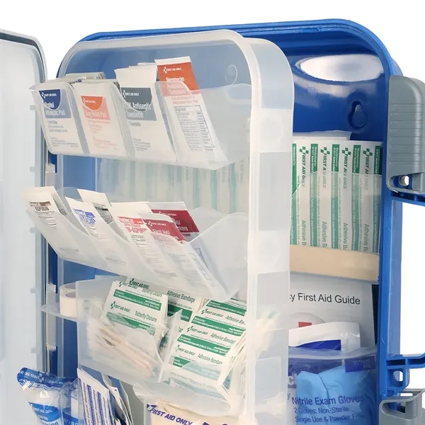 First Aid kit in a durable, wall-mountable blue plastic case.The kit... from ASI 84514 Safety Made