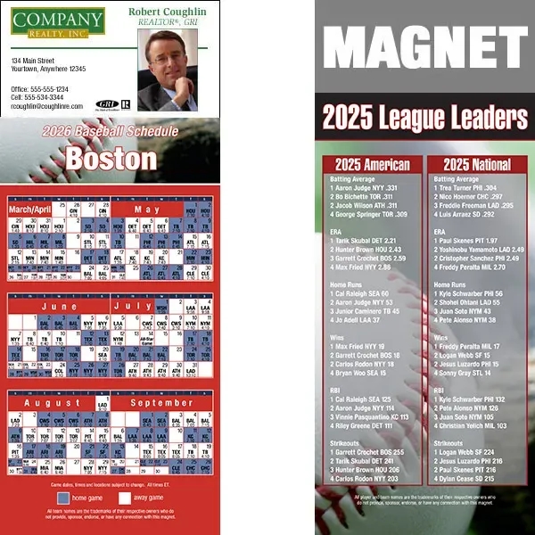 Full color pro baseball schedule strip magnets.... from ASI 46719 Corner Lot Marketing Inc / CLMPromotions