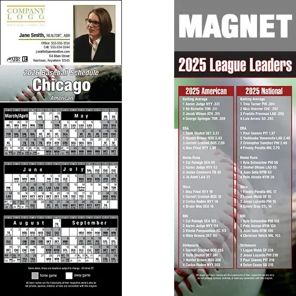 Full color pro baseball schedule strip magnets.... from ASI 46719 Corner Lot Marketing Inc / CLMPromotions