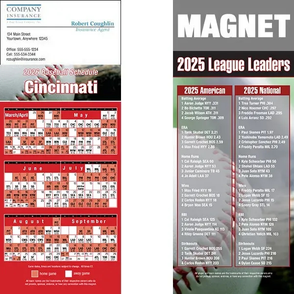 Full color pro baseball schedule strip magnets.... from ASI 46719 Corner Lot Marketing Inc / CLMPromotions