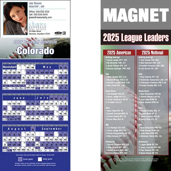 Full color pro baseball schedule strip magnets.... from ASI 46719 Corner Lot Marketing Inc / CLMPromotions