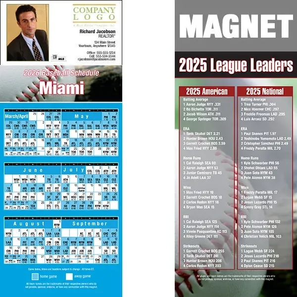 Full color pro baseball schedule strip magnets.... from ASI 46719 Corner Lot Marketing Inc / CLMPromotions