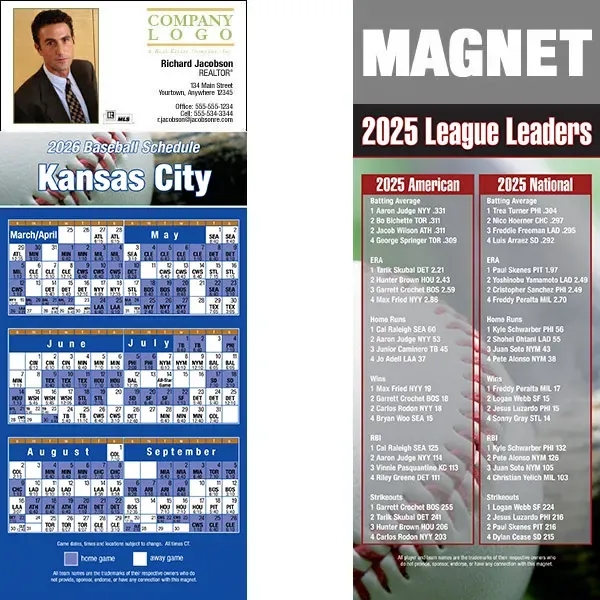Full color pro baseball schedule strip magnets.... from ASI 46719 Corner Lot Marketing Inc / CLMPromotions