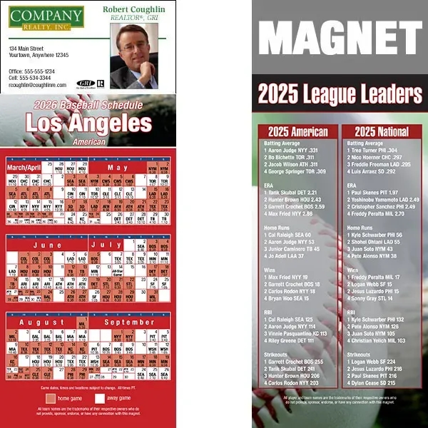 Full color pro baseball schedule strip magnets.... from ASI 46719 Corner Lot Marketing Inc / CLMPromotions