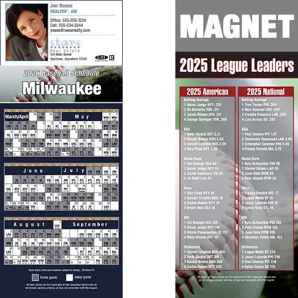 Full color pro baseball schedule strip magnets.... from ASI 46719 Corner Lot Marketing Inc / CLMPromotions